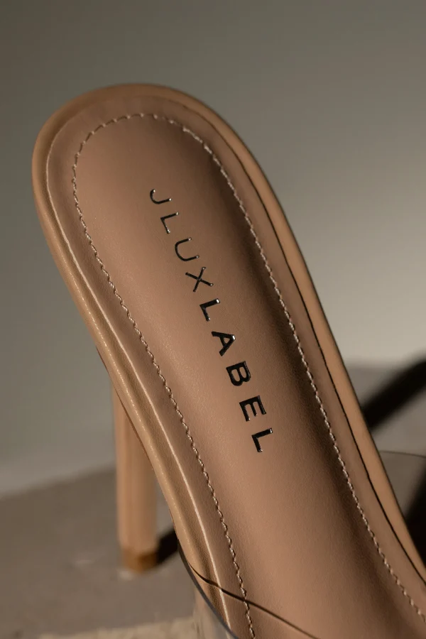 JLUXLABEL Beige Adora Clear Strap Heel