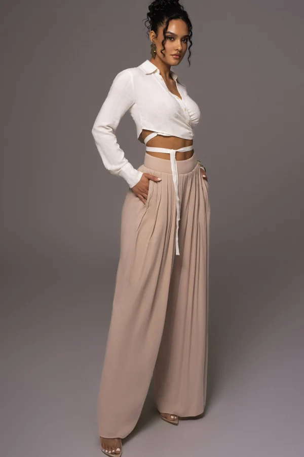 JLUXLABEL Beige After Sunset Pleated Pants