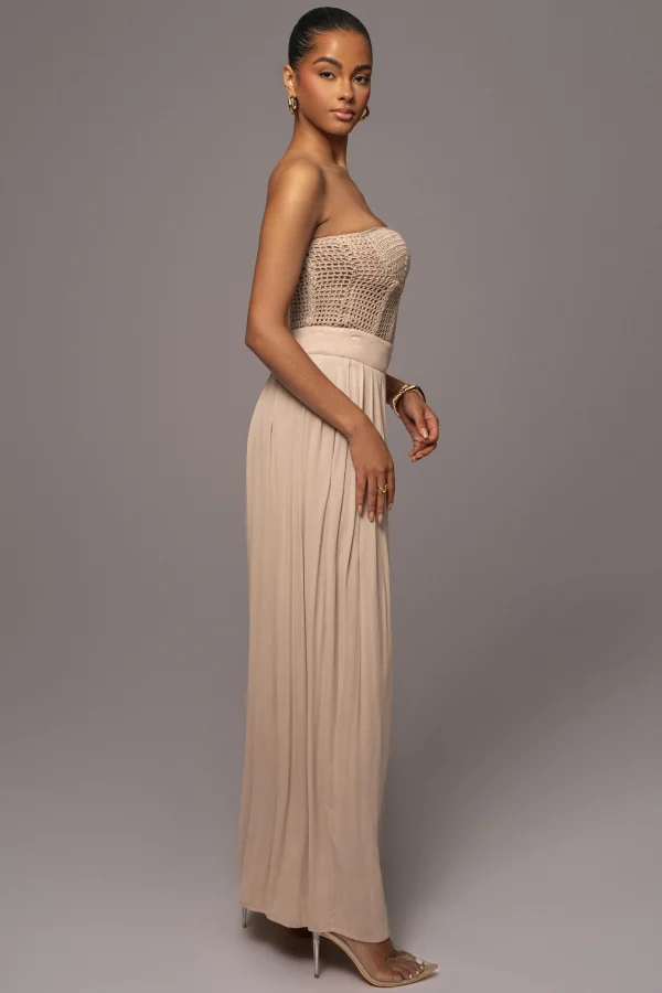 JLUXLABEL Beige After Sunset Pleated Pants