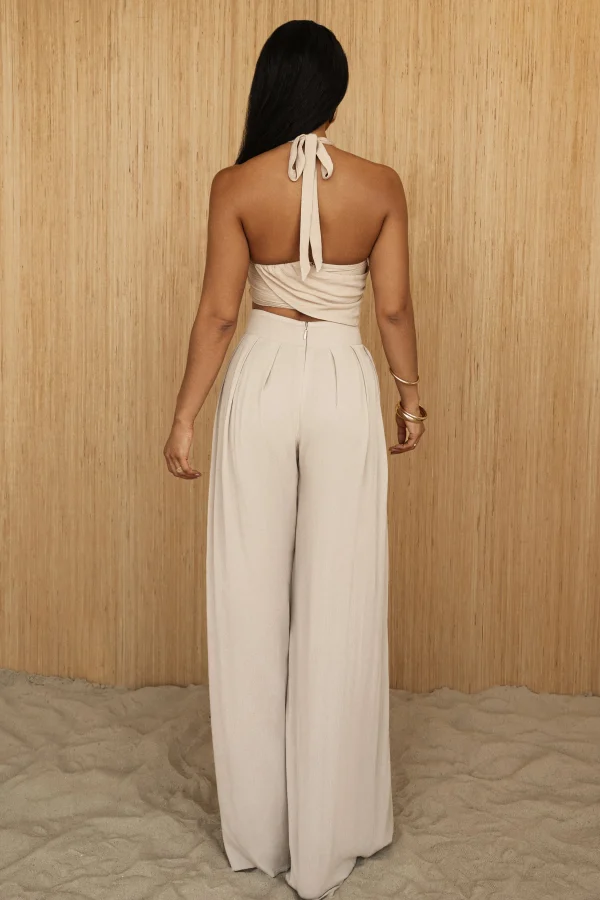 JLUXLABEL Beige After Sunset Pleated Pants