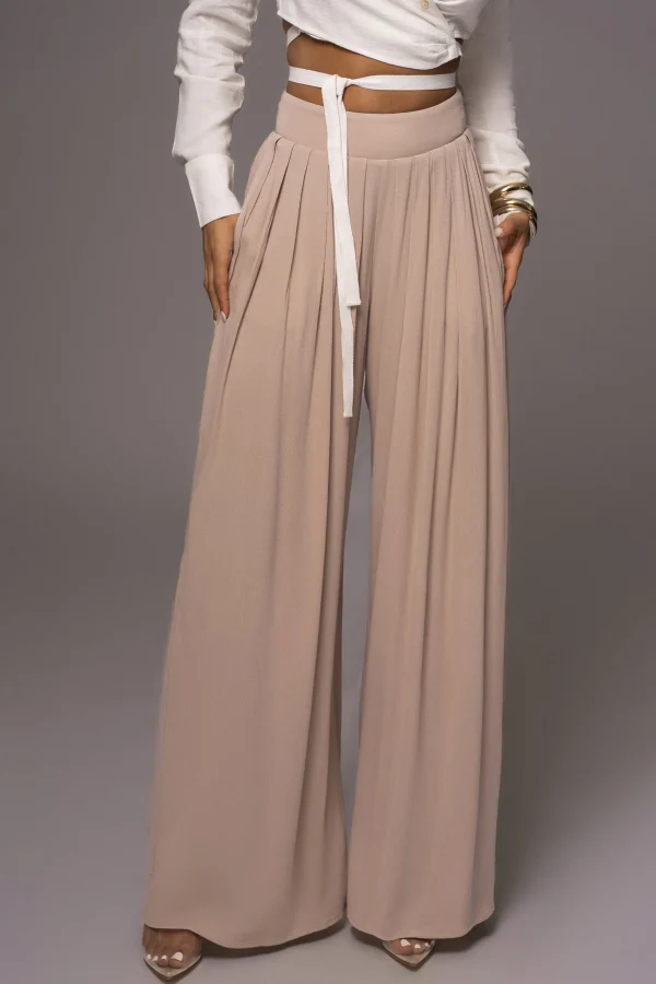 JLUXLABEL Beige After Sunset Pleated Pants