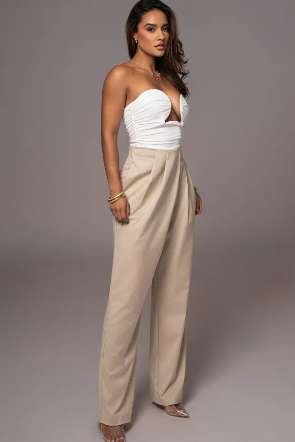 JLUXLABEL Beige Asymmetrical Draped Trousers