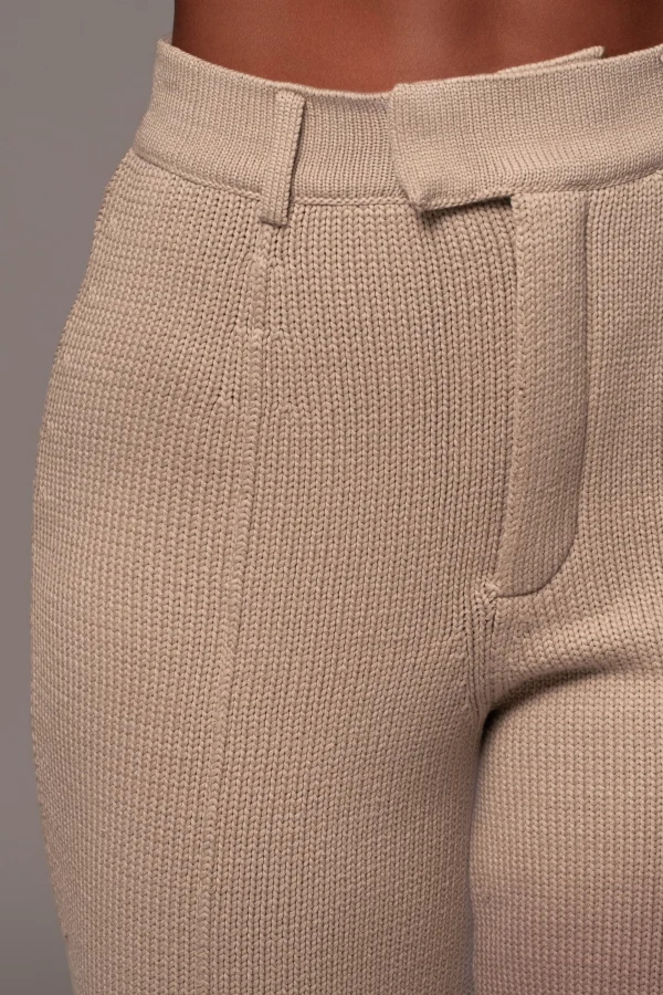 JLUXLABEL Beige Back In Business Knit Trousers