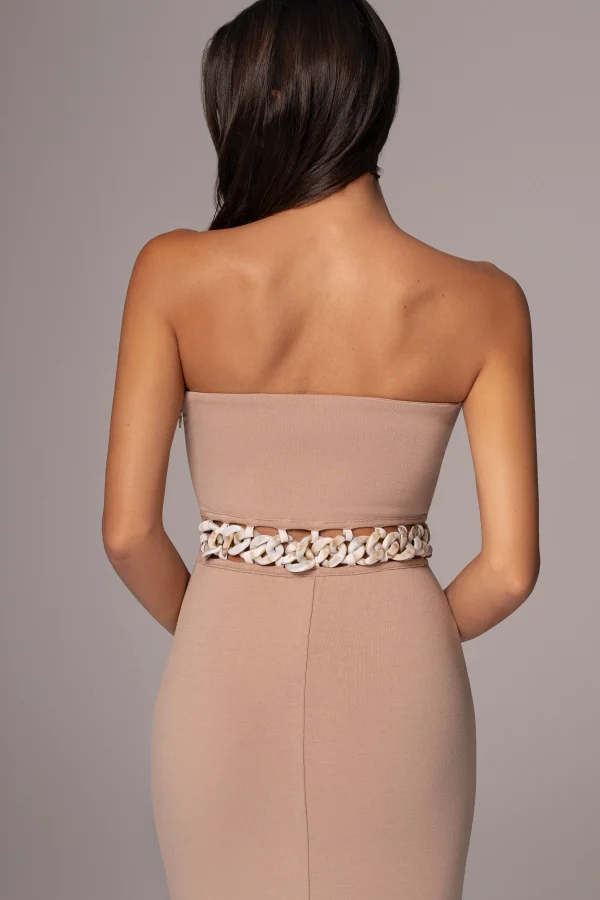 JLUXLABEL Beige Clarisse One Shoulder Dress