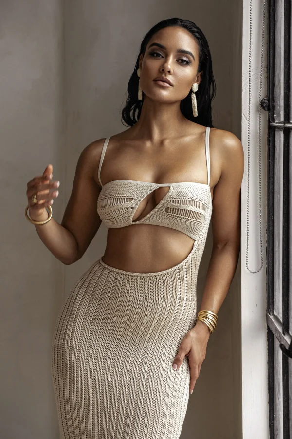 JLUXLABEL Beige Coastal Escape Dress