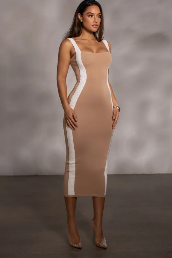 JLUXLABEL Beige Donna Knit Midi Dress