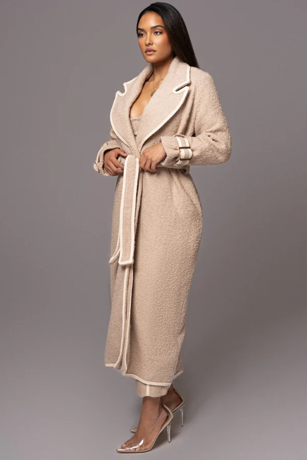 JLUXLABEL Beige Fit For Success Boucle Coat