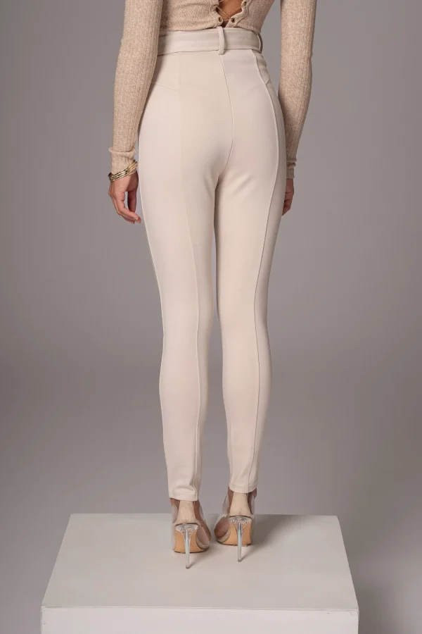 JLUXLABEL Beige Golden Buckled Pants