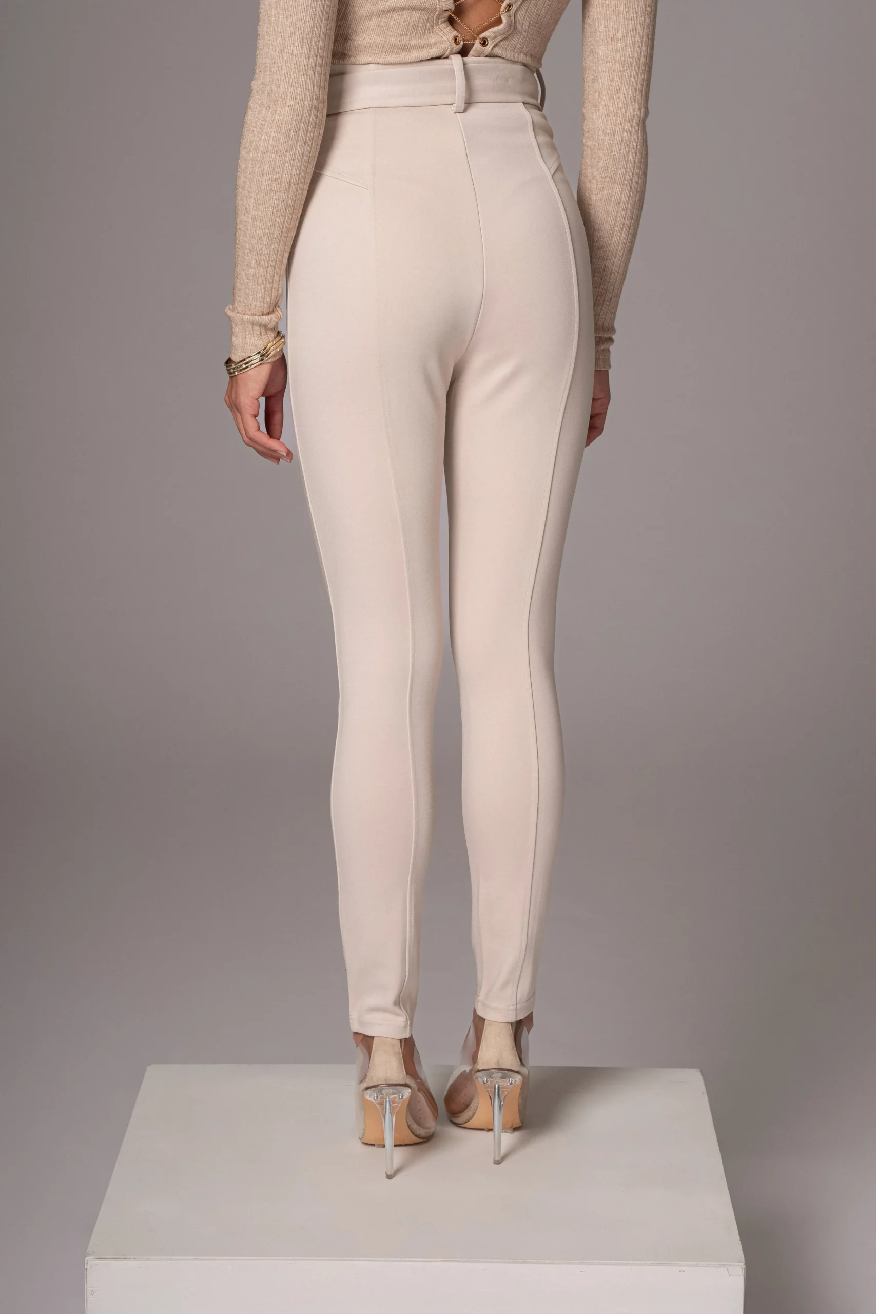 beige_golden_buckled_pant_10.webp JLUXLABEL Beige Golden Buckled Pants