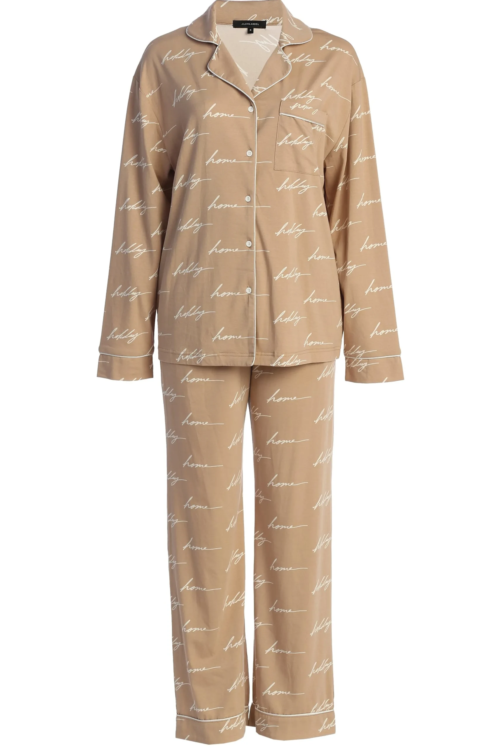 beige_home_for_the_holida_1.webp JLUXLABEL Beige Home For The Holidays Adult Pajama Set
