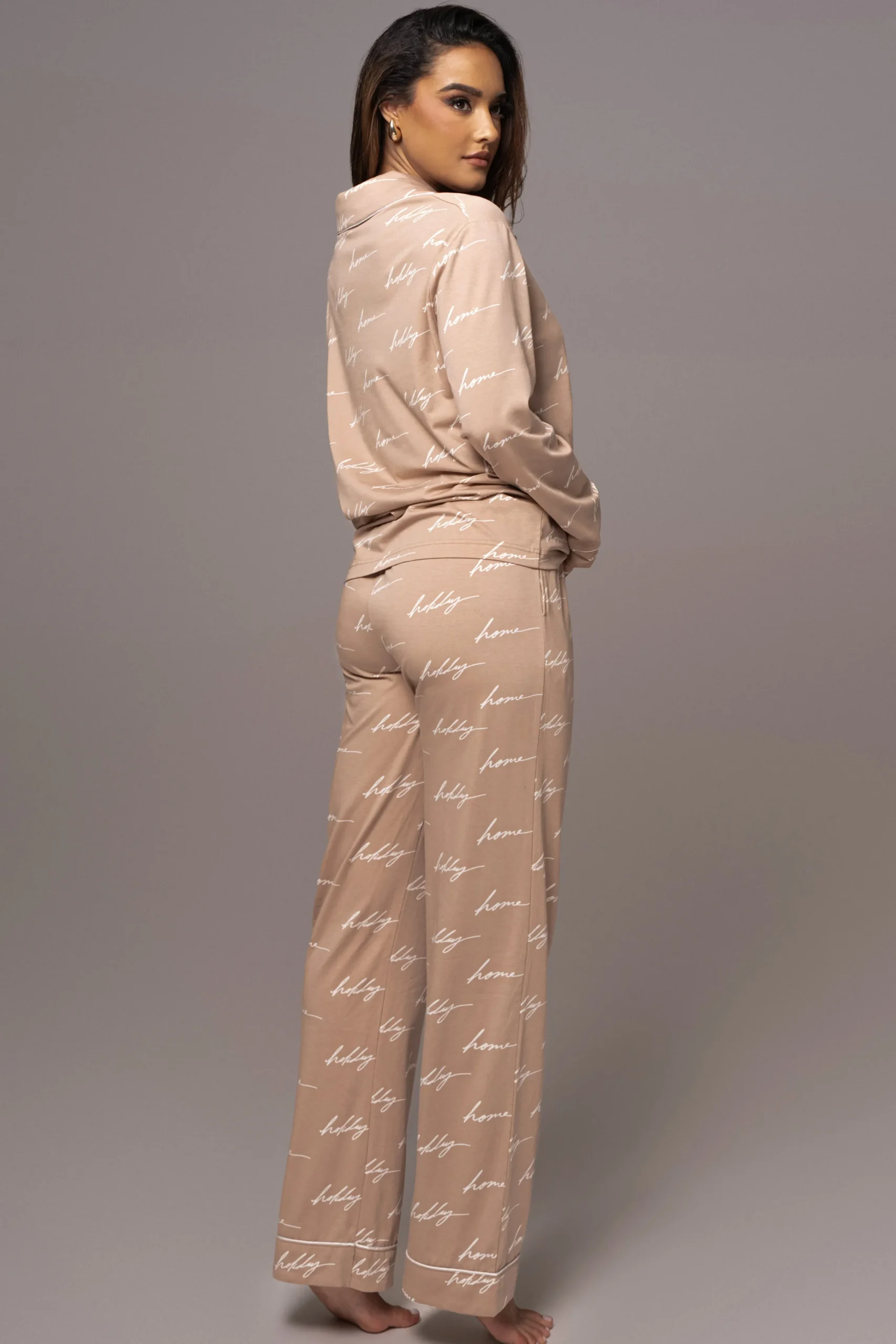 beige_home_for_the_holida_5.webp JLUXLABEL Beige Home For The Holidays Adult Pajama Set