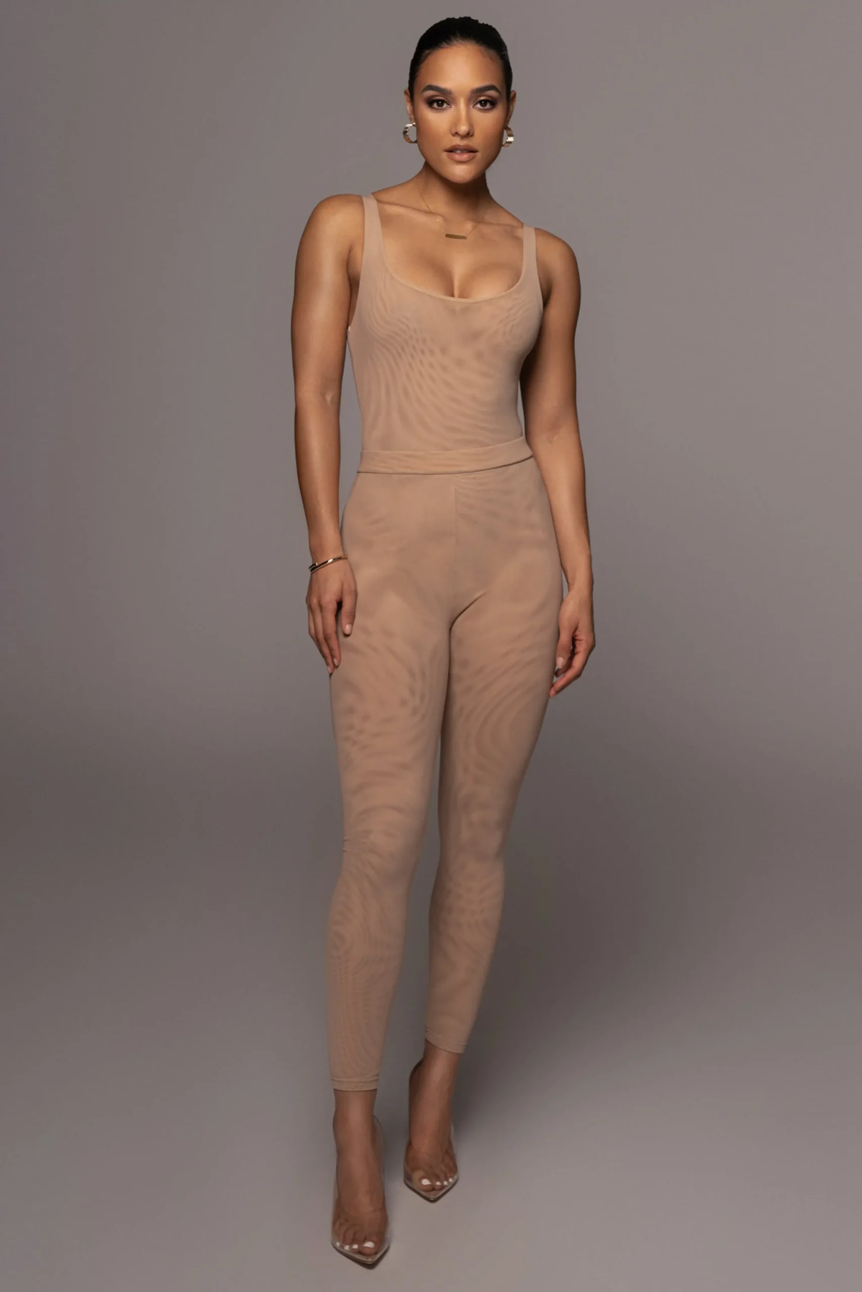 beige_mesh_essentials_tan_3.webp JLUXLABEL Beige Mesh Essentials Tank Bodysuit Undergarment