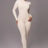 JLUXLABEL Beige Minna Mock Neck Jumpsuit