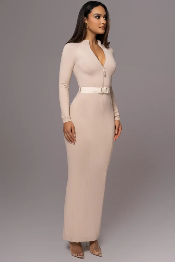 JLUXLABEL Beige Movement Mock Maxi Dress