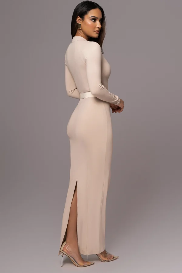 JLUXLABEL Beige Movement Mock Maxi Dress