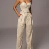 JLUXLABEL Beige Power Hour High Waist Trousers