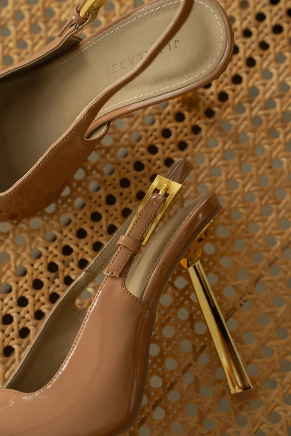 JLUXLABEL Beige Slingback Pointed Toe Pumps