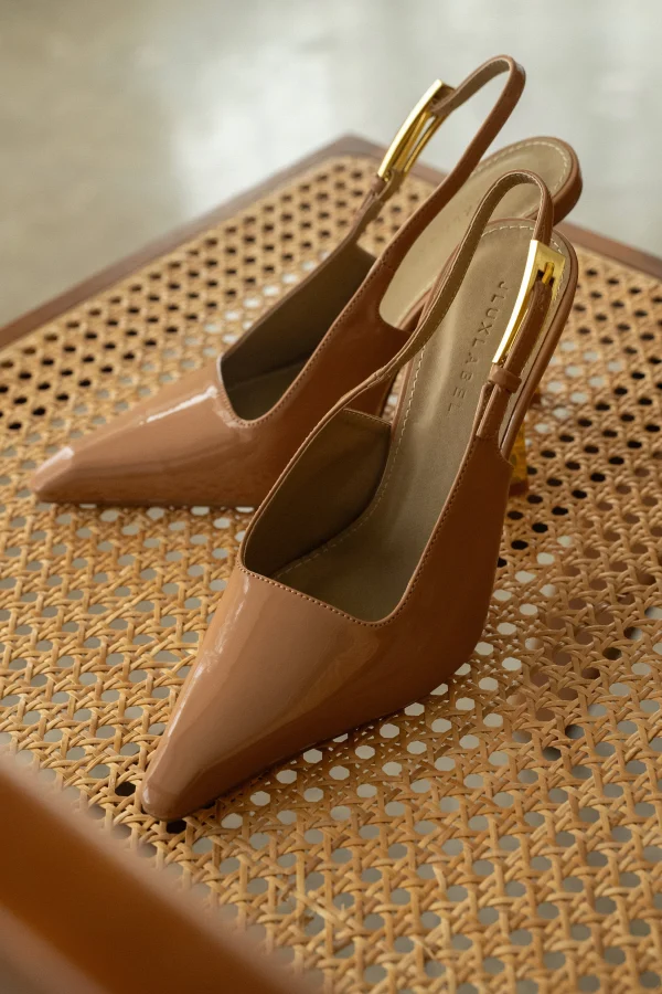 JLUXLABEL Beige Slingback Pointed Toe Pumps