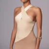 JLUXLABEL Beige Steph Halter Maxi Dress