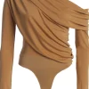 JLUXLABEL Beige Ultra High Neck Bodysuit