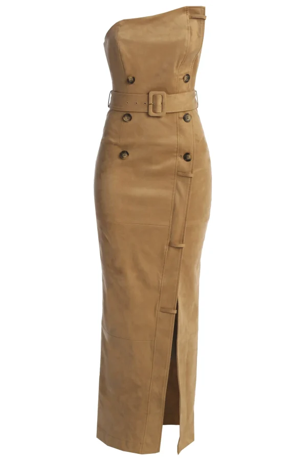 JLUXLABEL Beige Xena Suede Maxi Dress