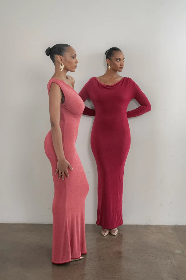 JLUXLABEL Berry/Red Classic Elegance Reversible Maxi Dress