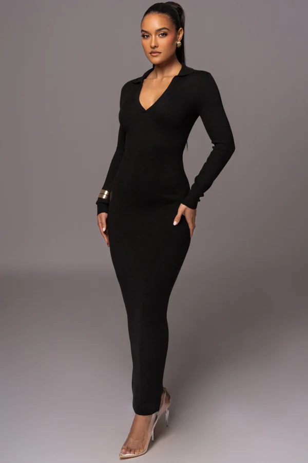 JLUXLABEL Black Bellinda Collar Maxi Dress