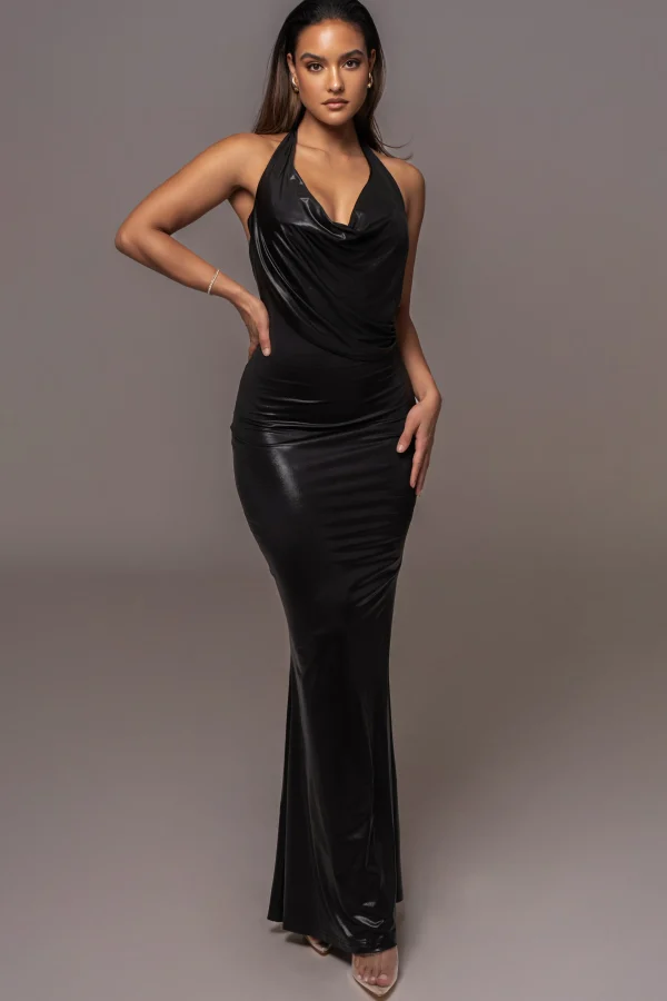 JLUXLABEL Black Bryanna Metallic Maxi Dress
