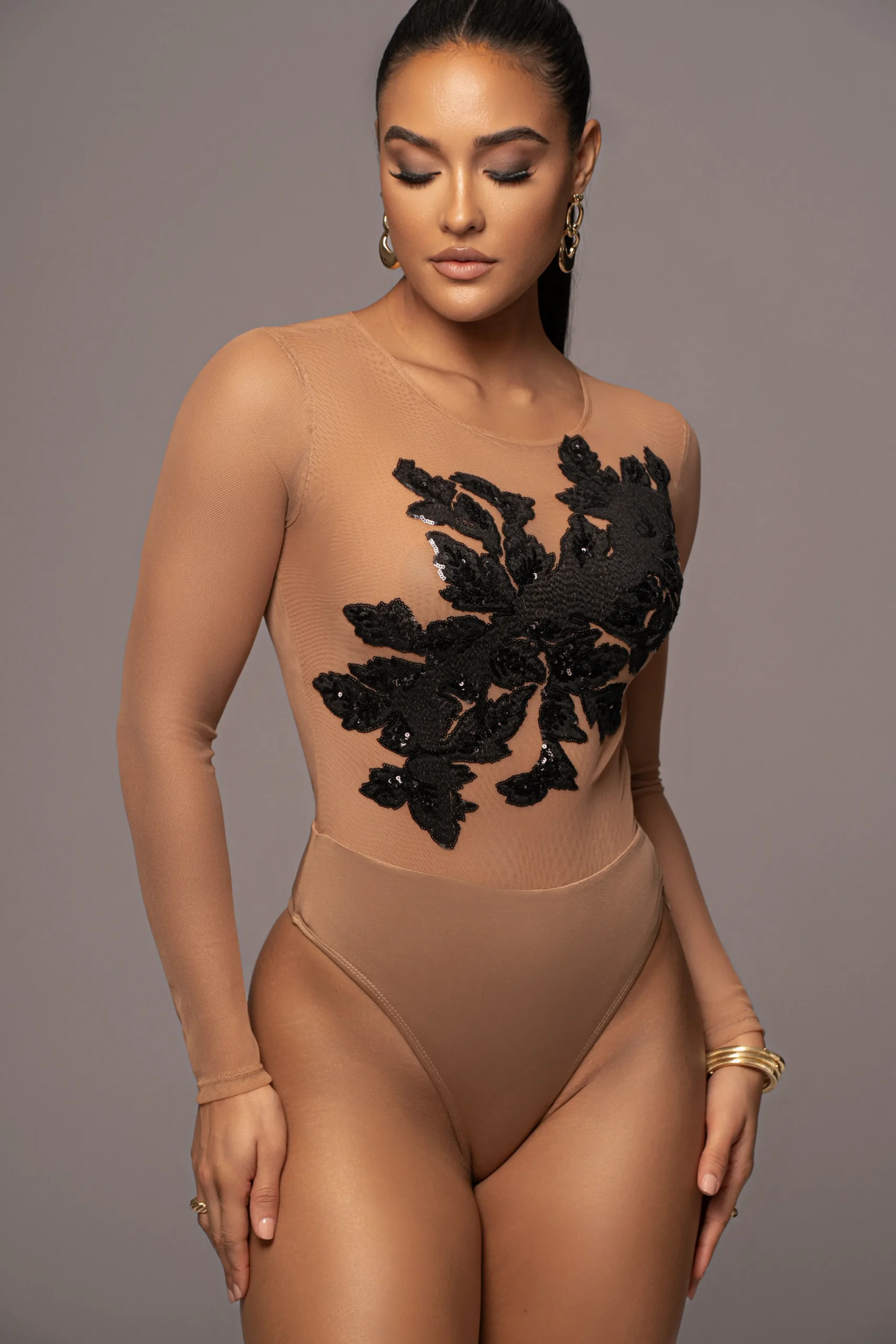 black_charmed_embroidered_3.webp JLUXLABEL Black Charmed Embroidered Mesh Bodysuit