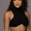 JLUXLABEL Black Cher Ribbed Top