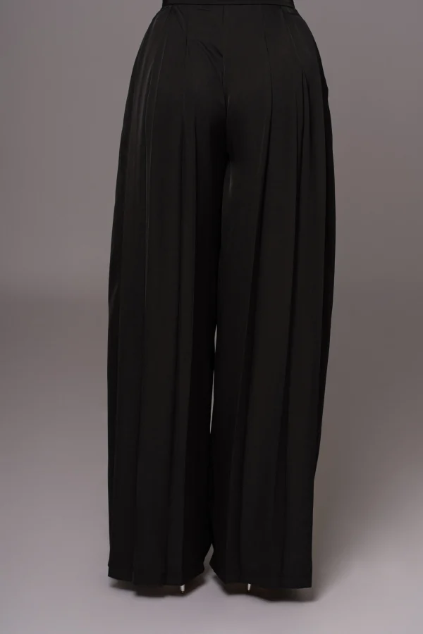 JLUXLABEL Black Clara Wide Leg Pleated Trousers