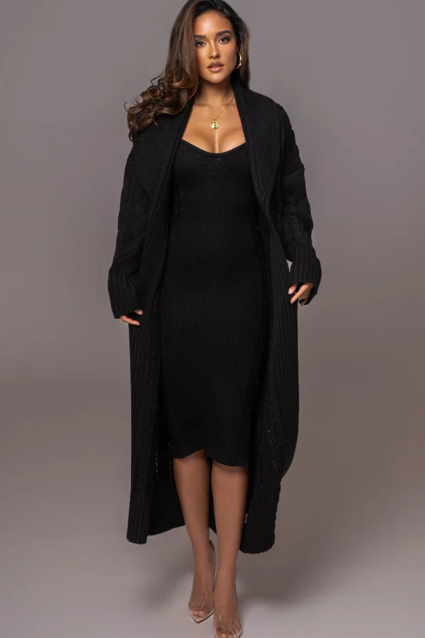 JLUXLABEL Black Daria Sweater Knit Dress