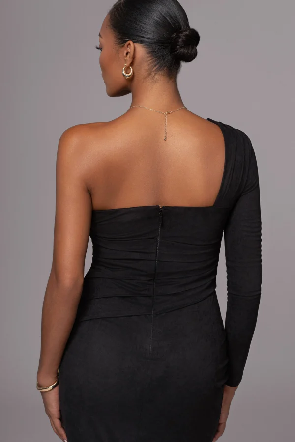 JLUXLABEL Black Dayanna Suede Midi Dress
