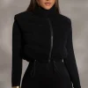 JLUXLABEL Black Delma Ribbed Puffer Vest