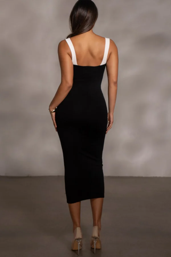 JLUXLABEL Black Donna Knit Midi Dress
