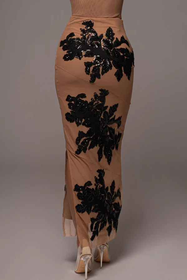 JLUXLABEL Black Edena Embroidered Midi Skirt