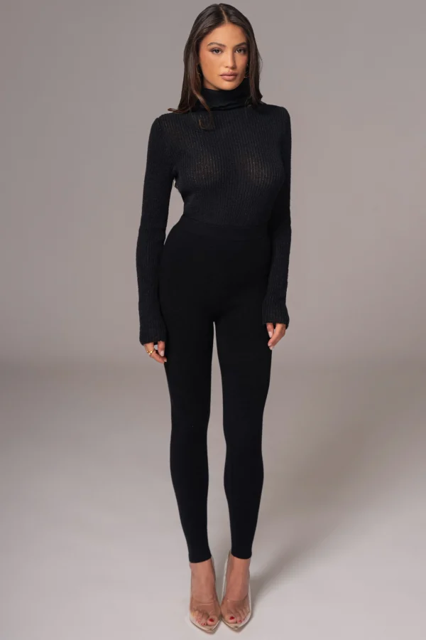 JLUXLABEL Black Effortless Knit Leggings