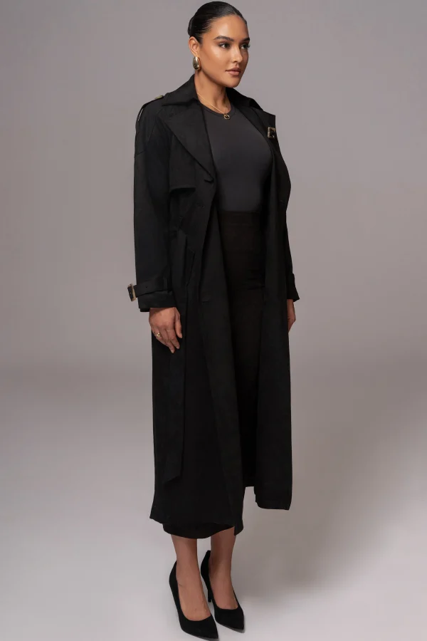 JLUXLABEL Black Elite Suede Coat