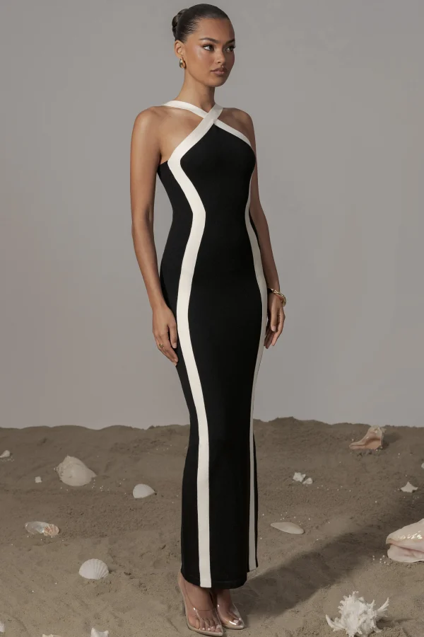 JLUXLABEL Black Fabiola Contrast Maxi Dress