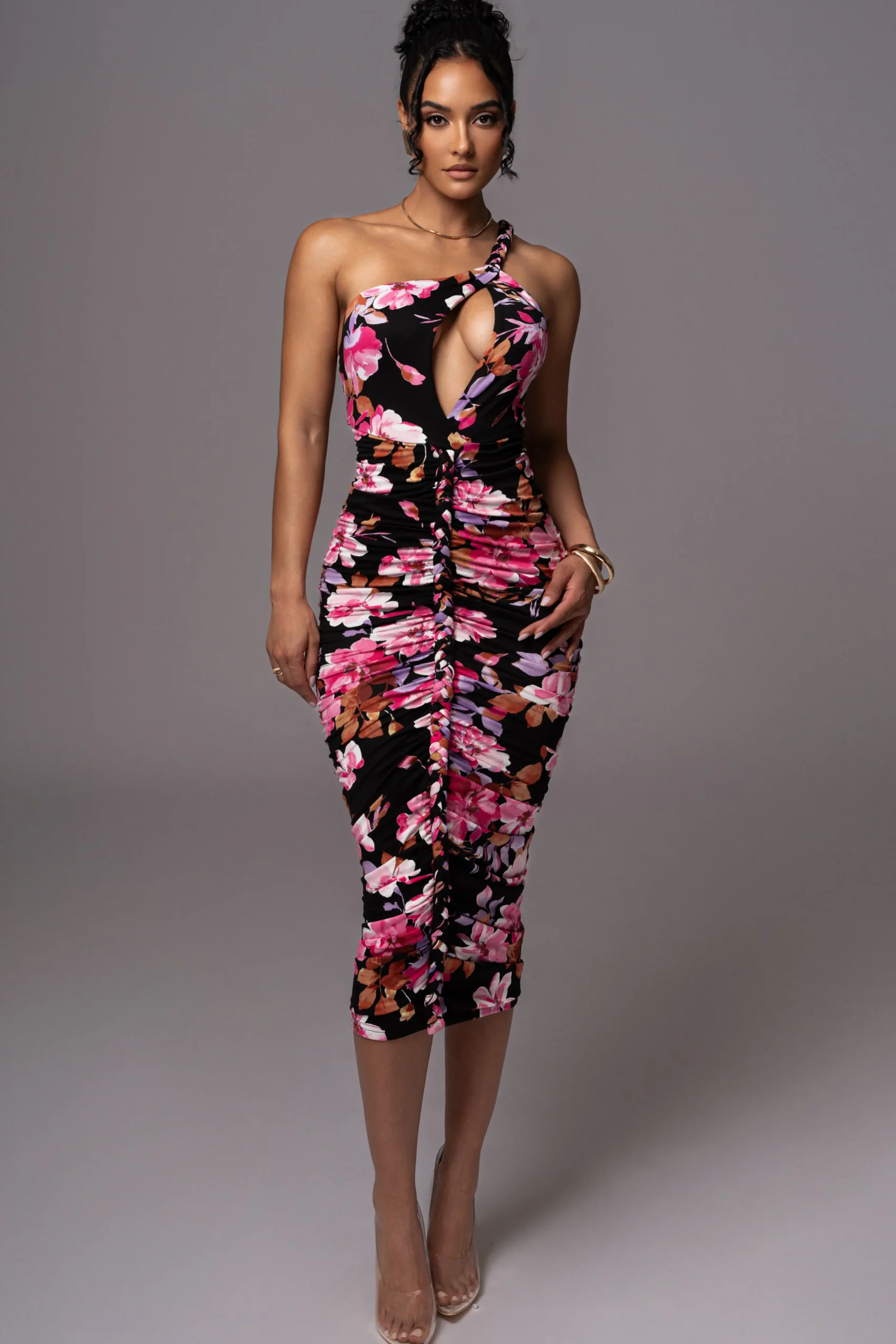 black_floral_jess_ruched__5.webp JLUXLABEL Black Floral Jess Ruched Midi Dress