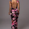JLUXLABEL Black Floral JLUXBASIX FRONT AND CENTER MAXI DRESS