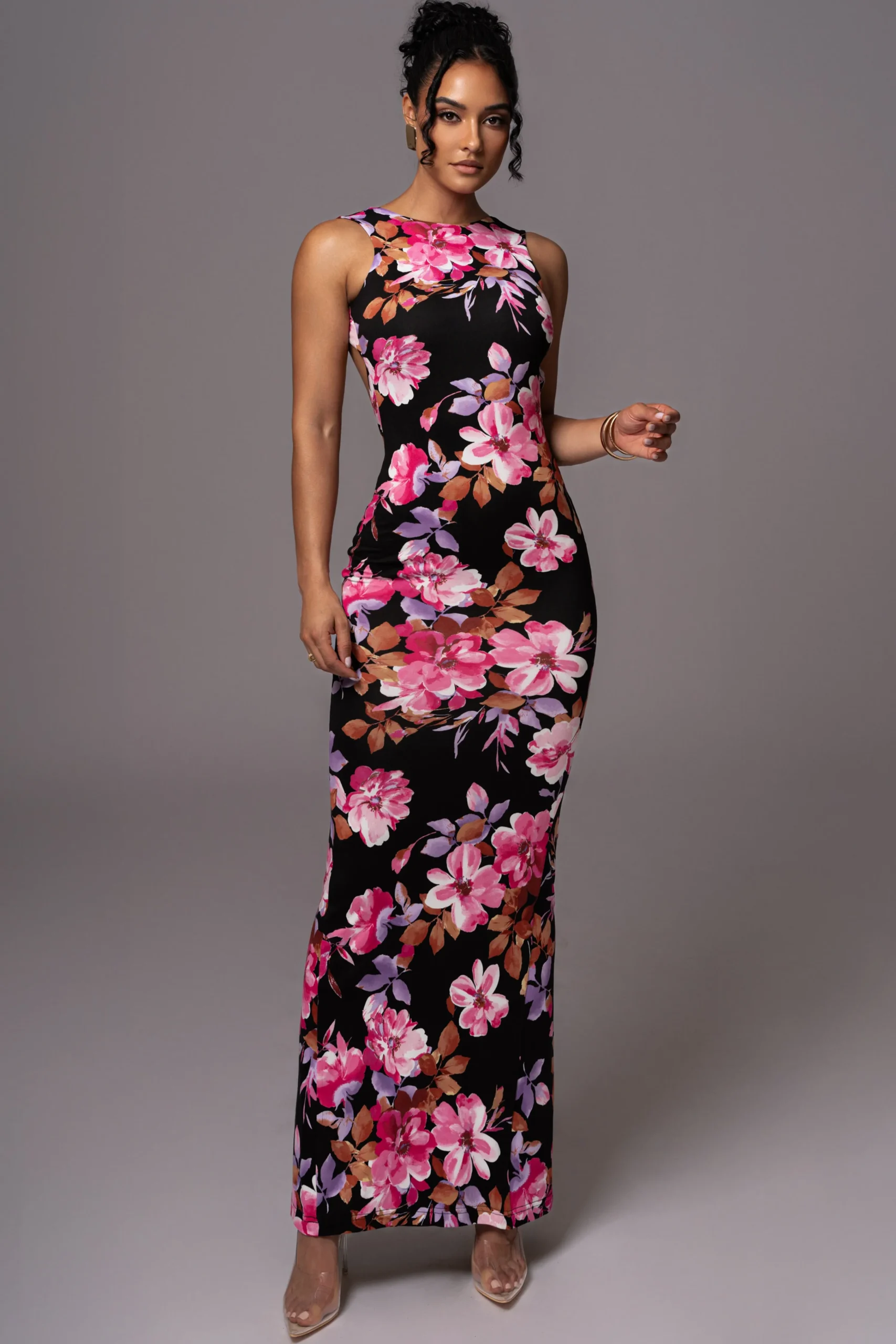 black_floral_jluxbasix_fr_5.webp JLUXLABEL Black Floral JLUXBASIX FRONT AND CENTER MAXI DRESS