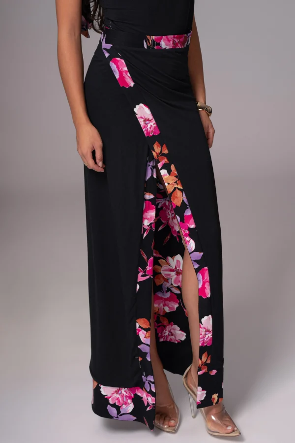 JLUXLABEL Black Floral Kamie Reversible Skirt Set
