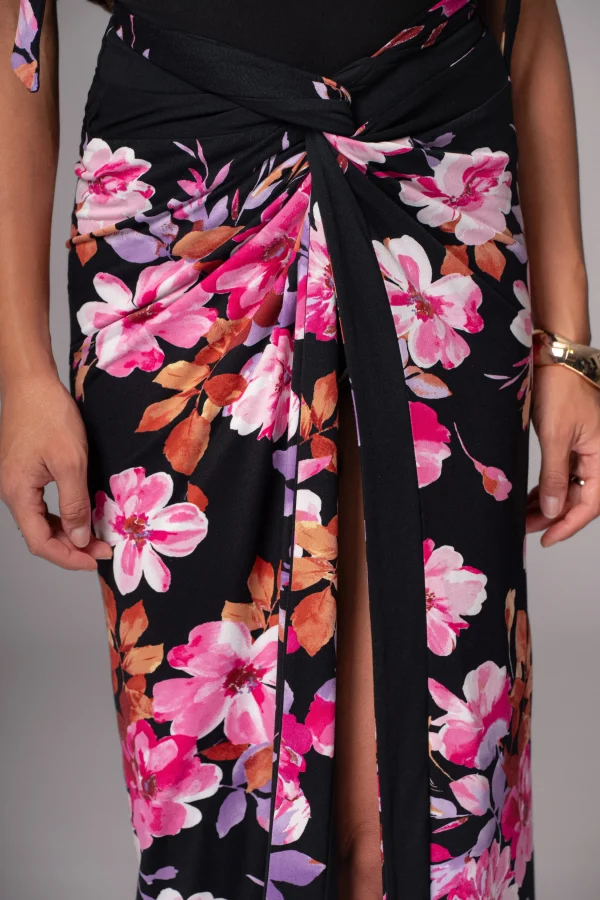 JLUXLABEL Black Floral Kamie Reversible Skirt Set