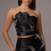 JLUXLABEL Black Gala Pleated Top