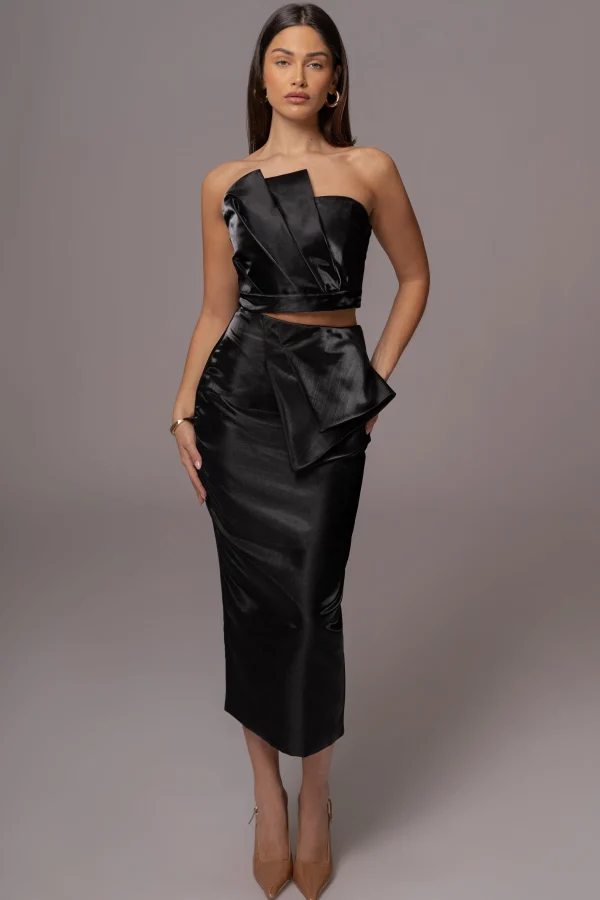 JLUXLABEL Black Gala Pleated Top