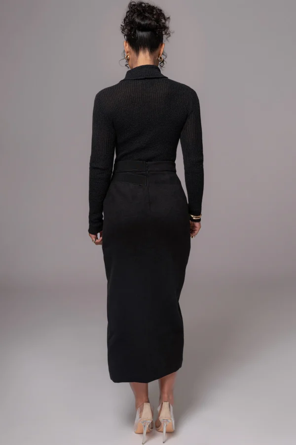 JLUXLABEL Black Gisele Slit Skirt