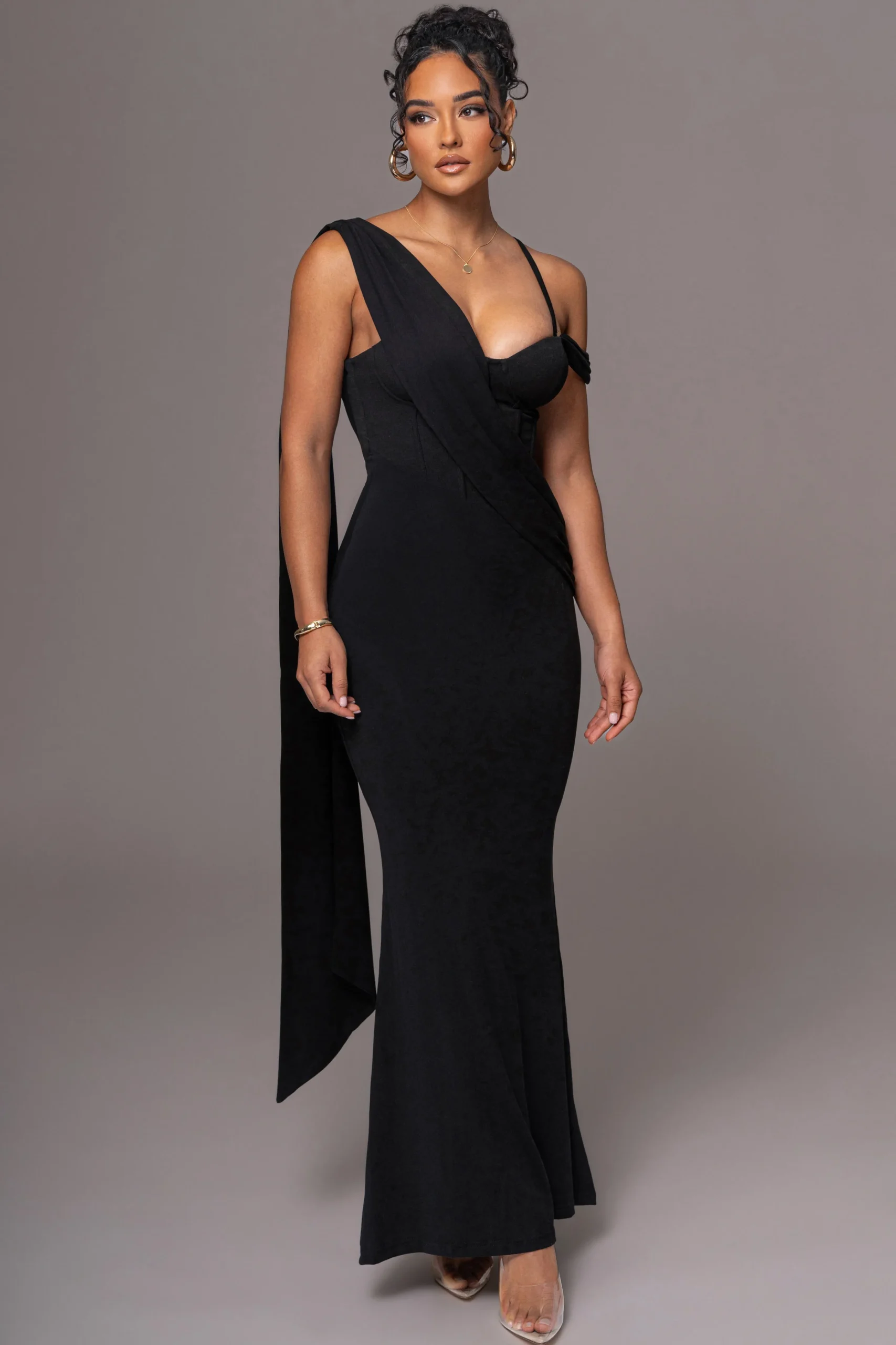 black_grand_entrance_drap_0.webp JLUXLABEL Black Grand Entrance Drape Dress