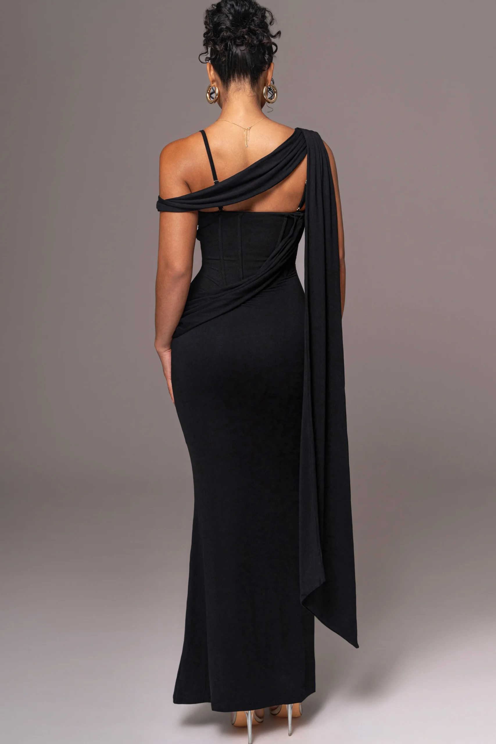 black_grand_entrance_drap_7.webp JLUXLABEL Black Grand Entrance Drape Dress