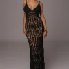 JLUXLABEL Black Great Escape Crochet Maxi Dress